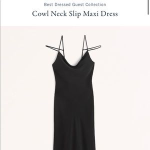 Abercrombie and fitch black cowl neck satin midi dress